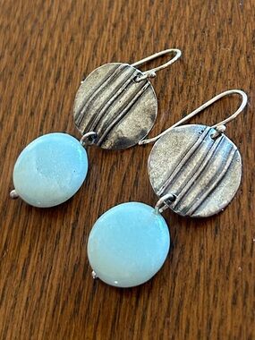 Silpada Sterling Silver & Quartzite Light Blue Dangle Earrings
